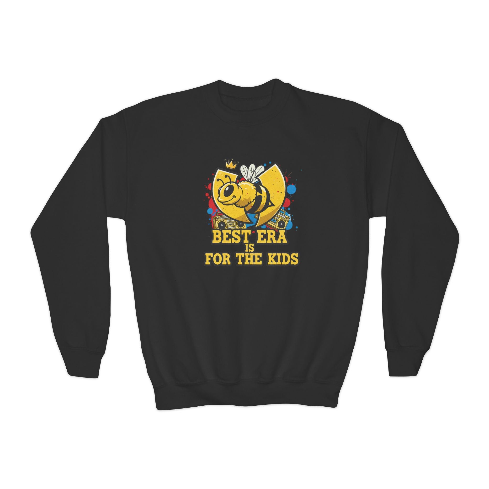 Kids Crewneck Sweatshirt — "Best Era is for the Kids" Bee Graphic