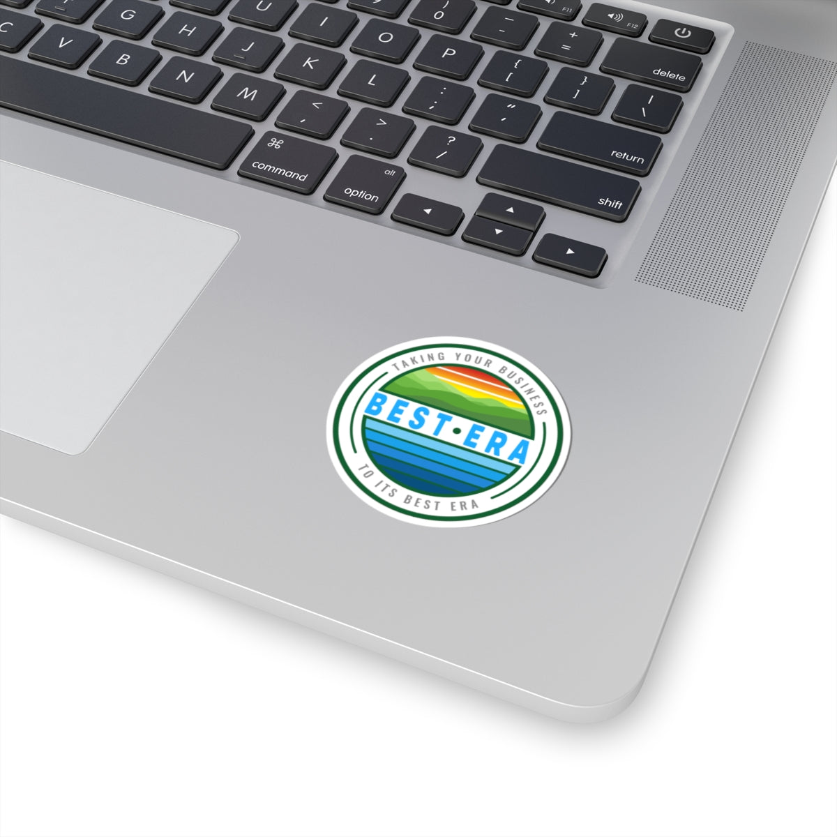 Best Era Round Sticker — 'Taking Your Business to Its Best Era' Retro Landscape Kiss-Cut Sticker